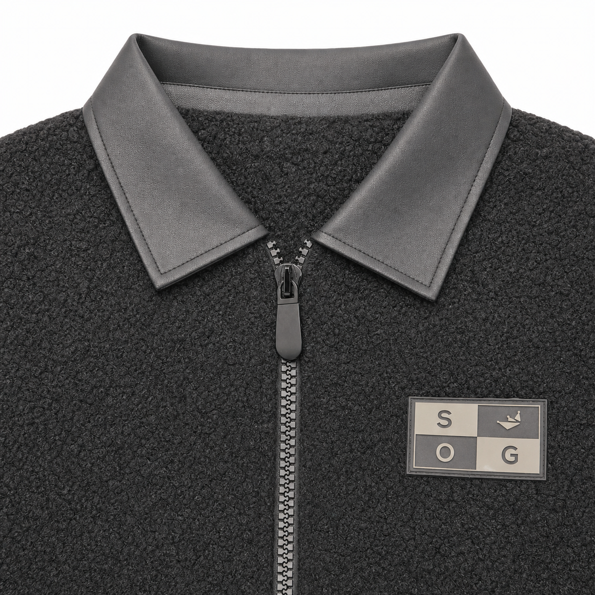Men Fleece Zip-Up Collared Jacket