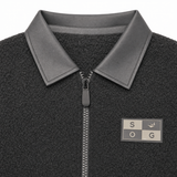 Men Fleece Zip-Up Collared Jacket