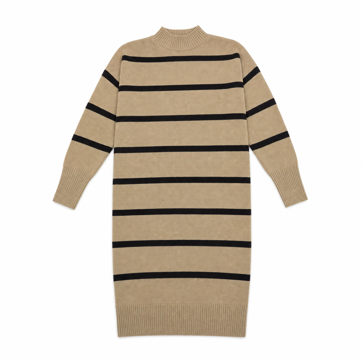 Women Striped Mock Neck Sweater Dress