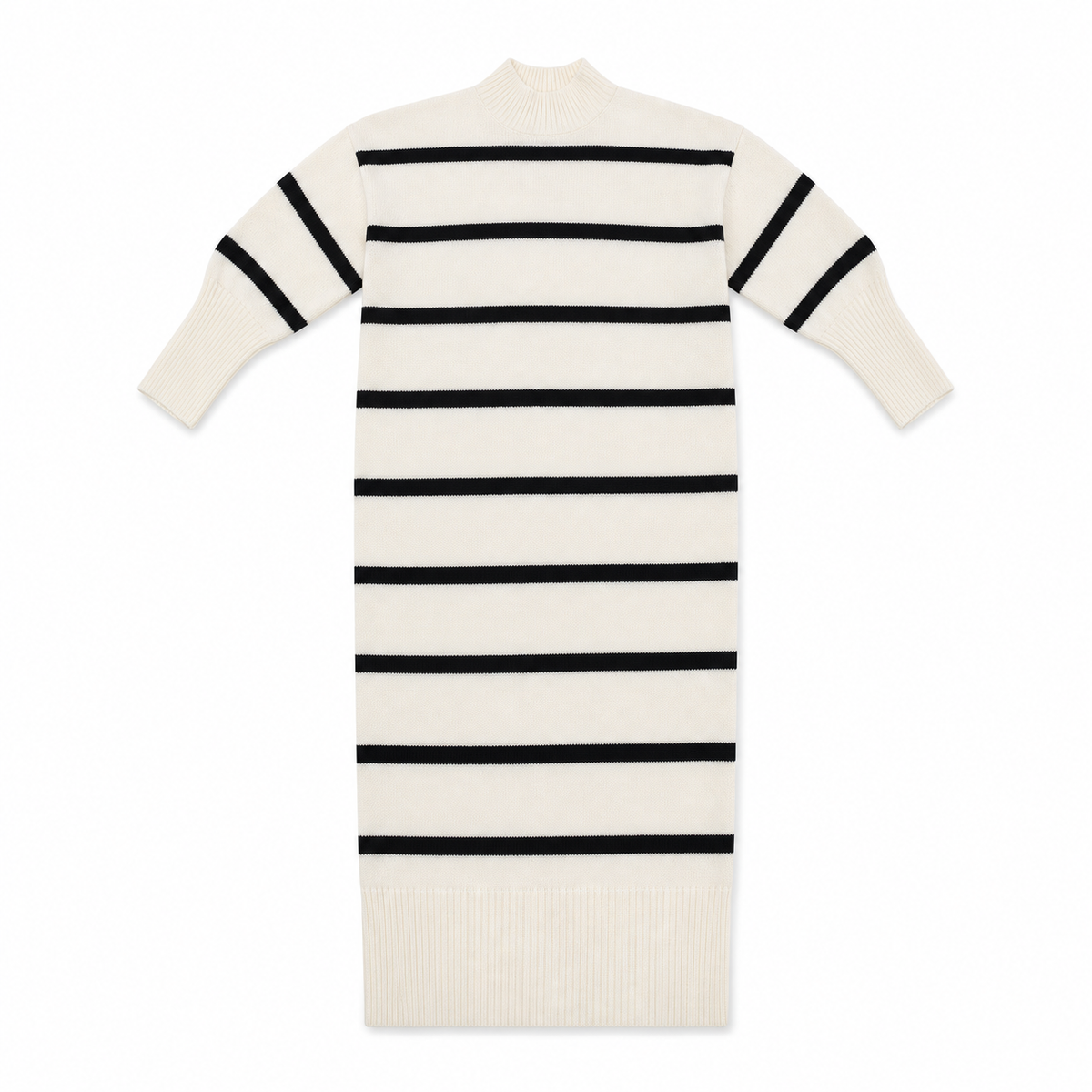 Women Striped Mock Neck Sweater Dress