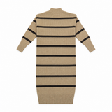 Women Striped Mock Neck Sweater Dress