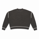 Women Cross-Stitch Ribbed Knit Pullover