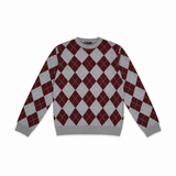 Women Argyle Crew Neck Pullover