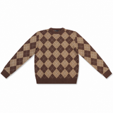 Women Argyle Crew Neck Pullover