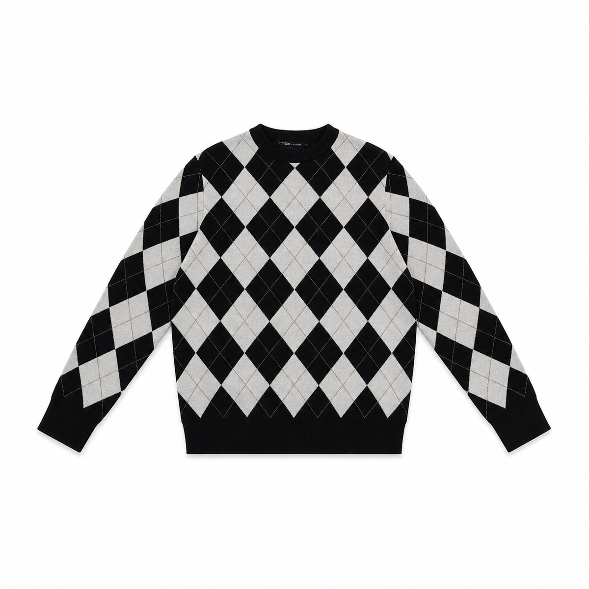 Women Argyle Crew Neck Pullover