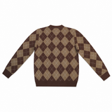 Women Argyle Crew Neck Pullover