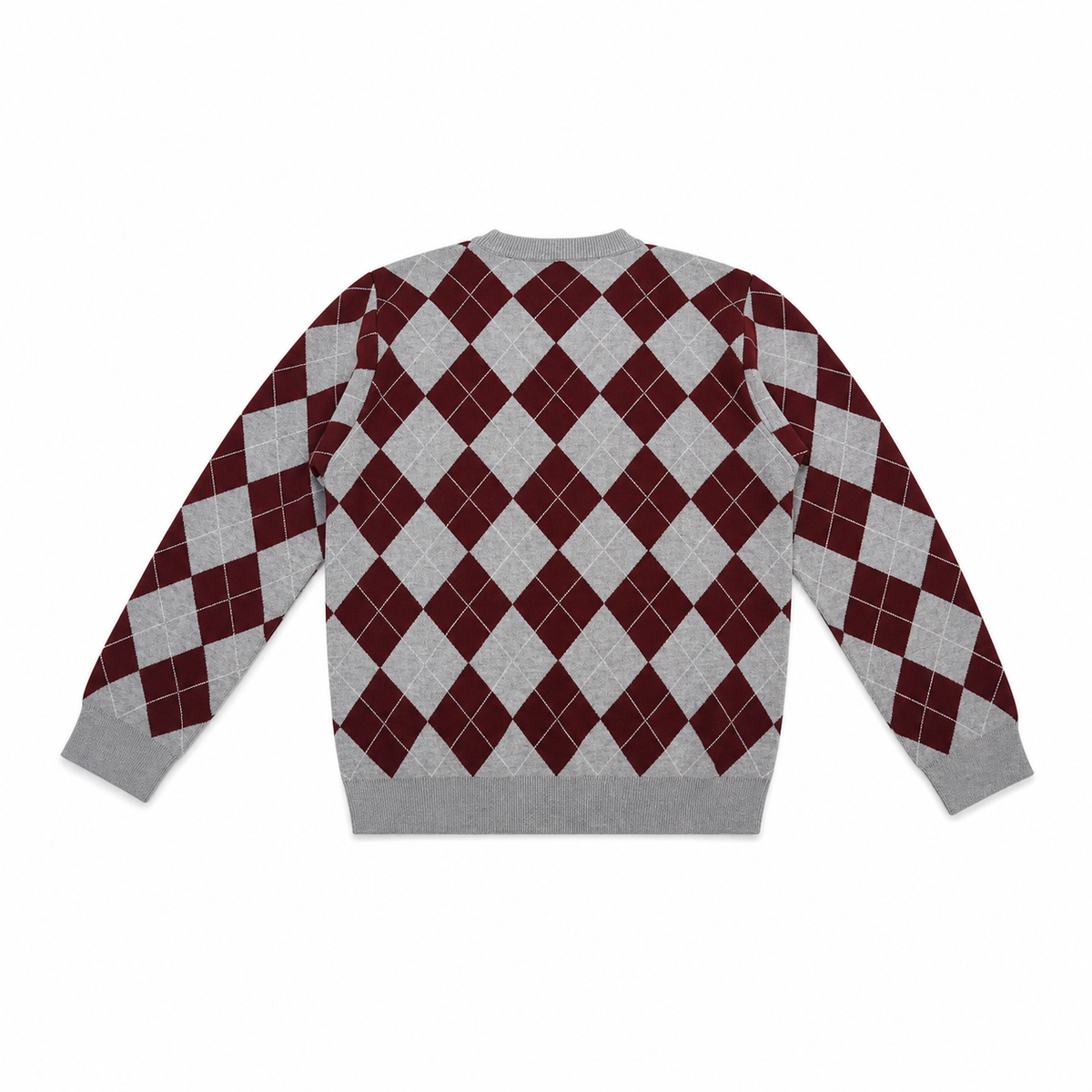 Women Argyle Crew Neck Pullover