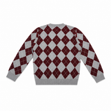 Women Argyle Crew Neck Pullover