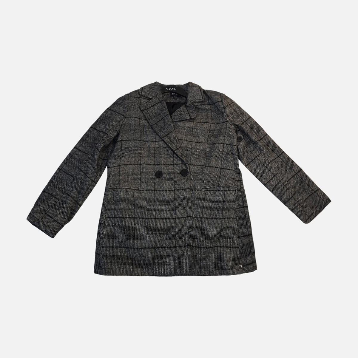 Women Double-Breasted Checked Blazer