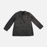 Women Double-Breasted Checked Blazer