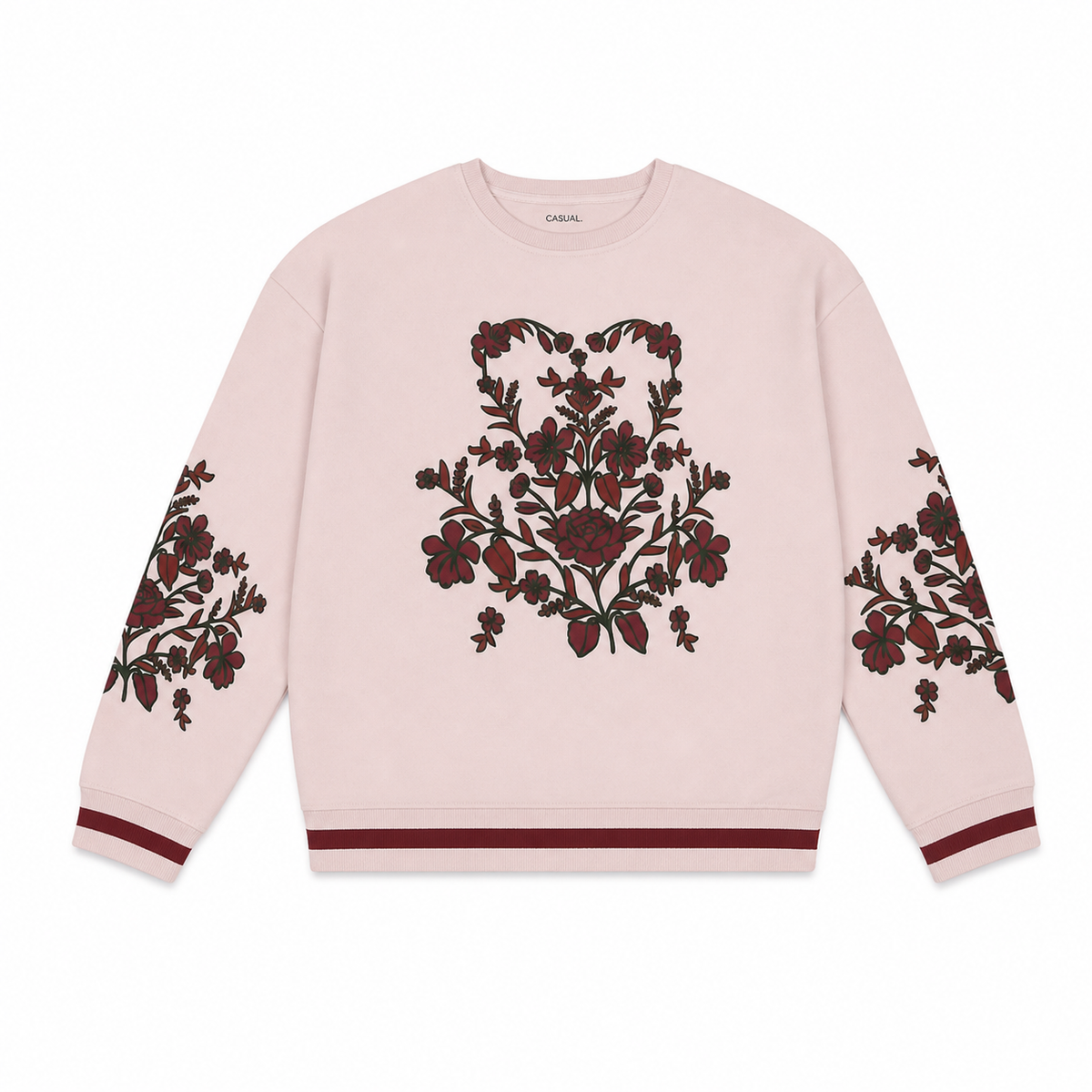 Women Floral Print Crew Neck Sweatshirt