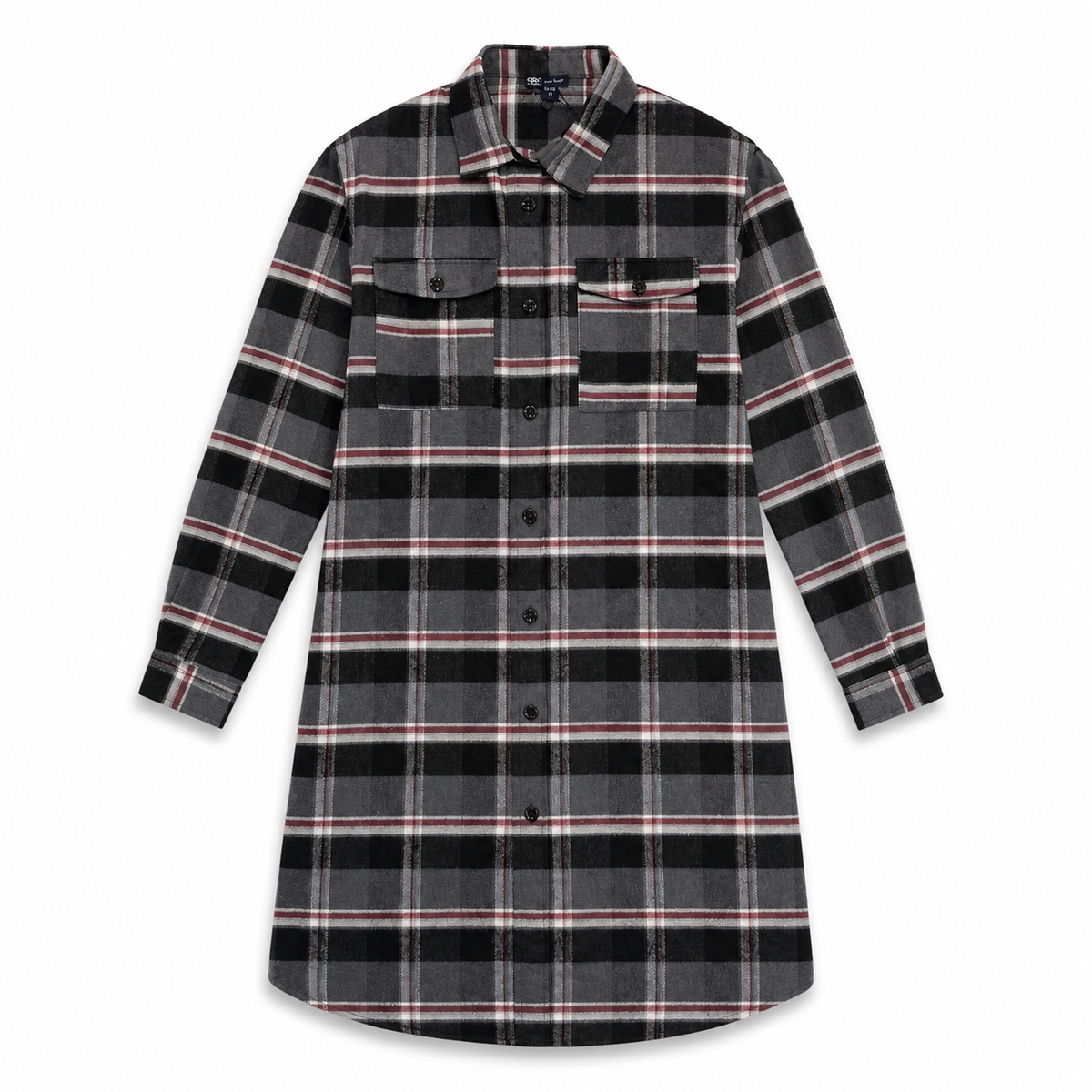Women Flannel Long Sleeve Shirt Dress