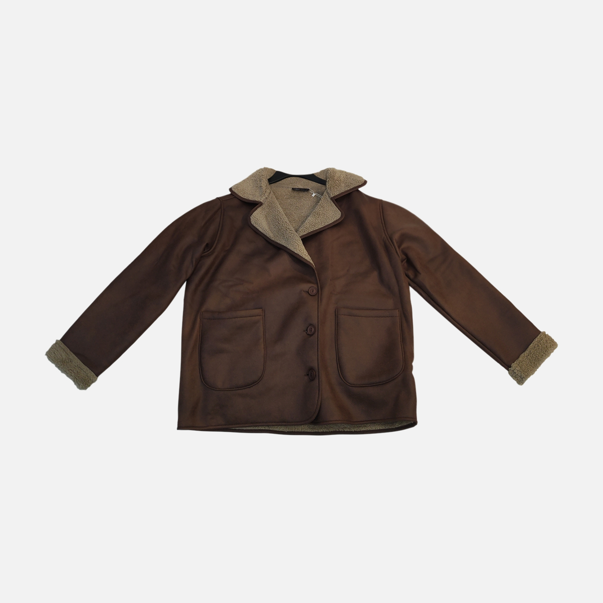 Women Fleece Lined Faux Suede Jacket