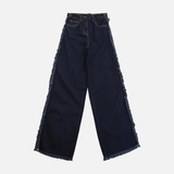 Girls Wide Leg Frayed Edge Denim Jeans