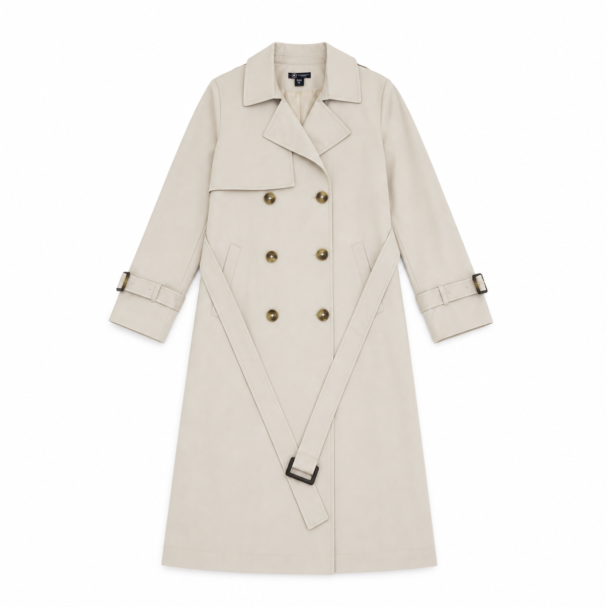 Women Double-Breasted Belted Trench Coat