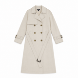 Women Double-Breasted Belted Trench Coat