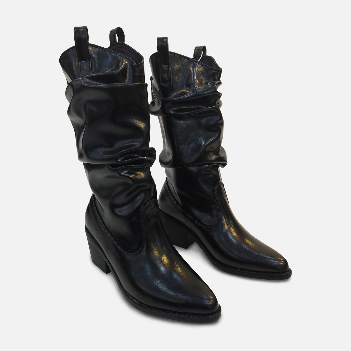 Women Slouch Western Mid-Calf Boots
