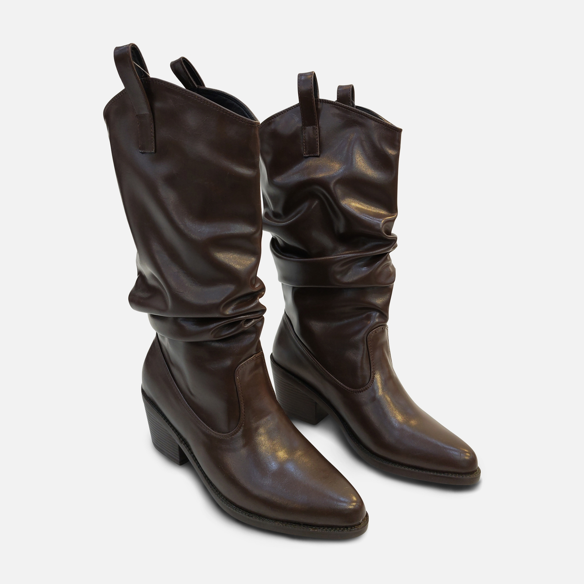 Women Slouch Western Mid-Calf Boots