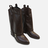 Women Western Buckle Strap Boots