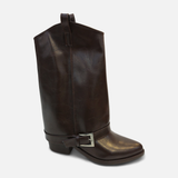 Women Western Buckle Strap Boots