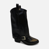 Women Western Buckle Strap Boots