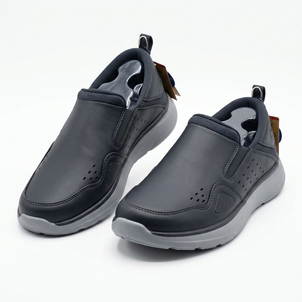 Dark Slip On Comfort Shoes With Cushioned Sole
