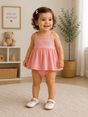 Sleeveless Romper Dress With Floral Appliqué