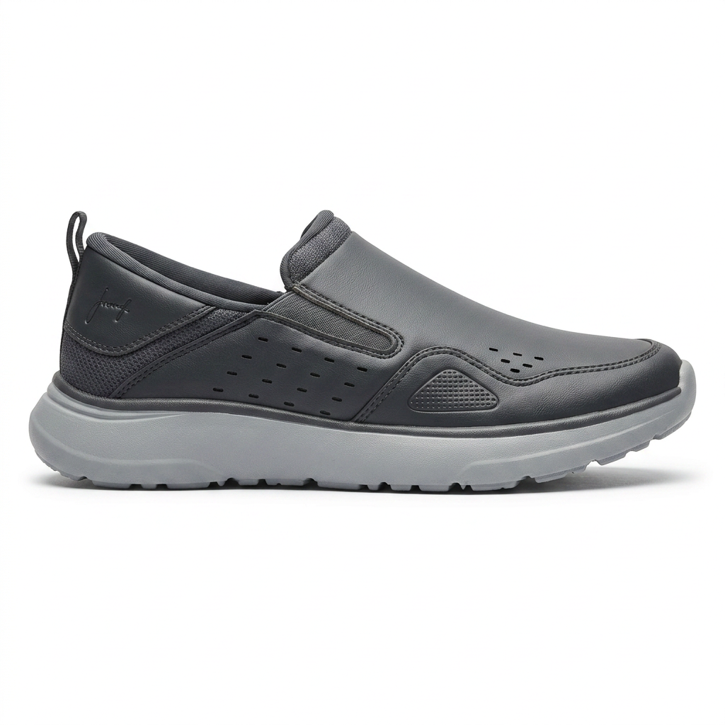 Dark Slip On Comfort Shoes With Cushioned Sole