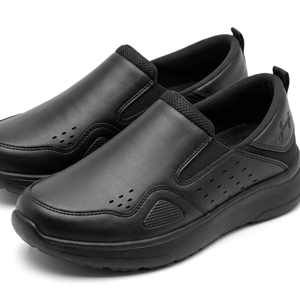 Dark Slip On Comfort Shoes With Cushioned Sole