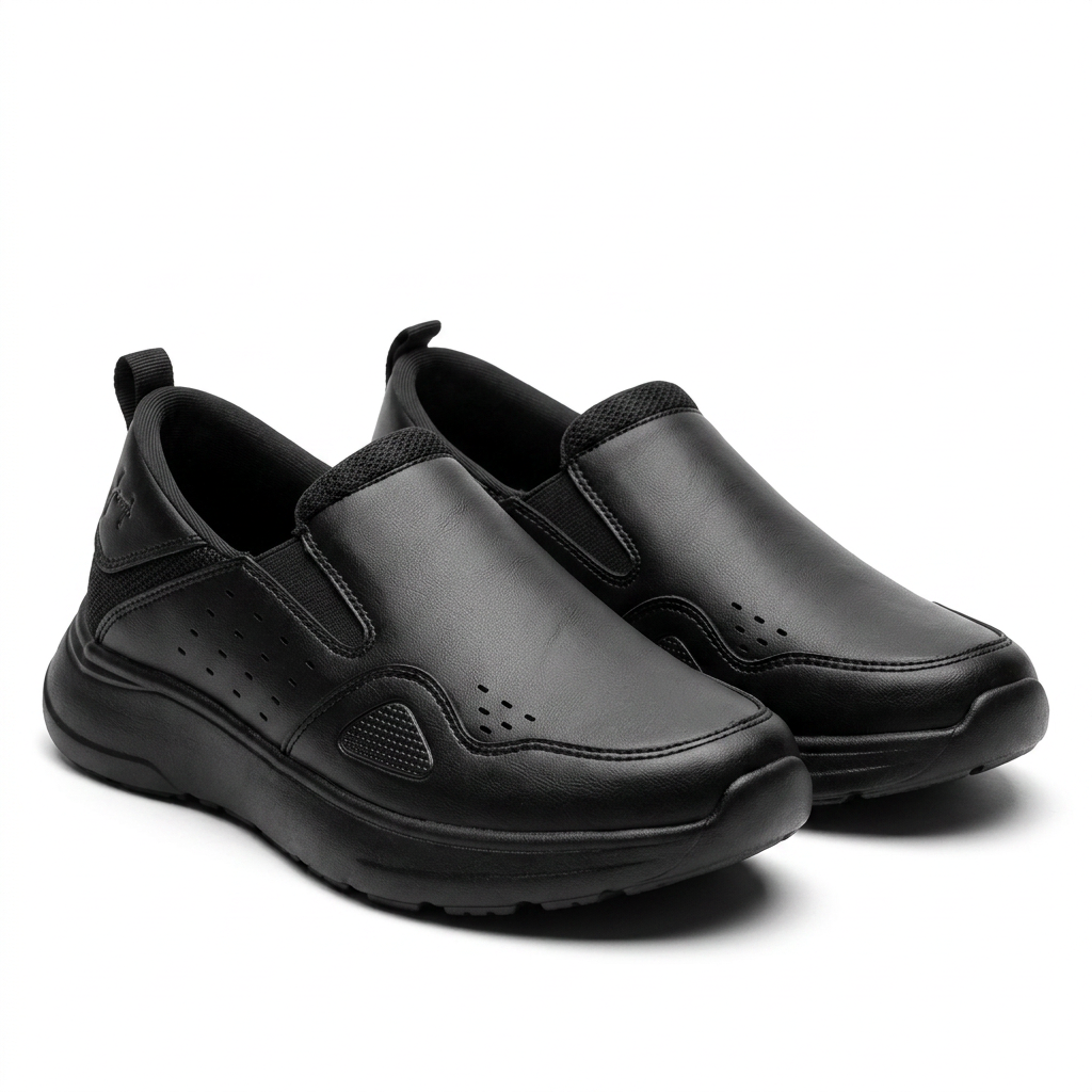 Dark Slip On Comfort Shoes With Cushioned Sole