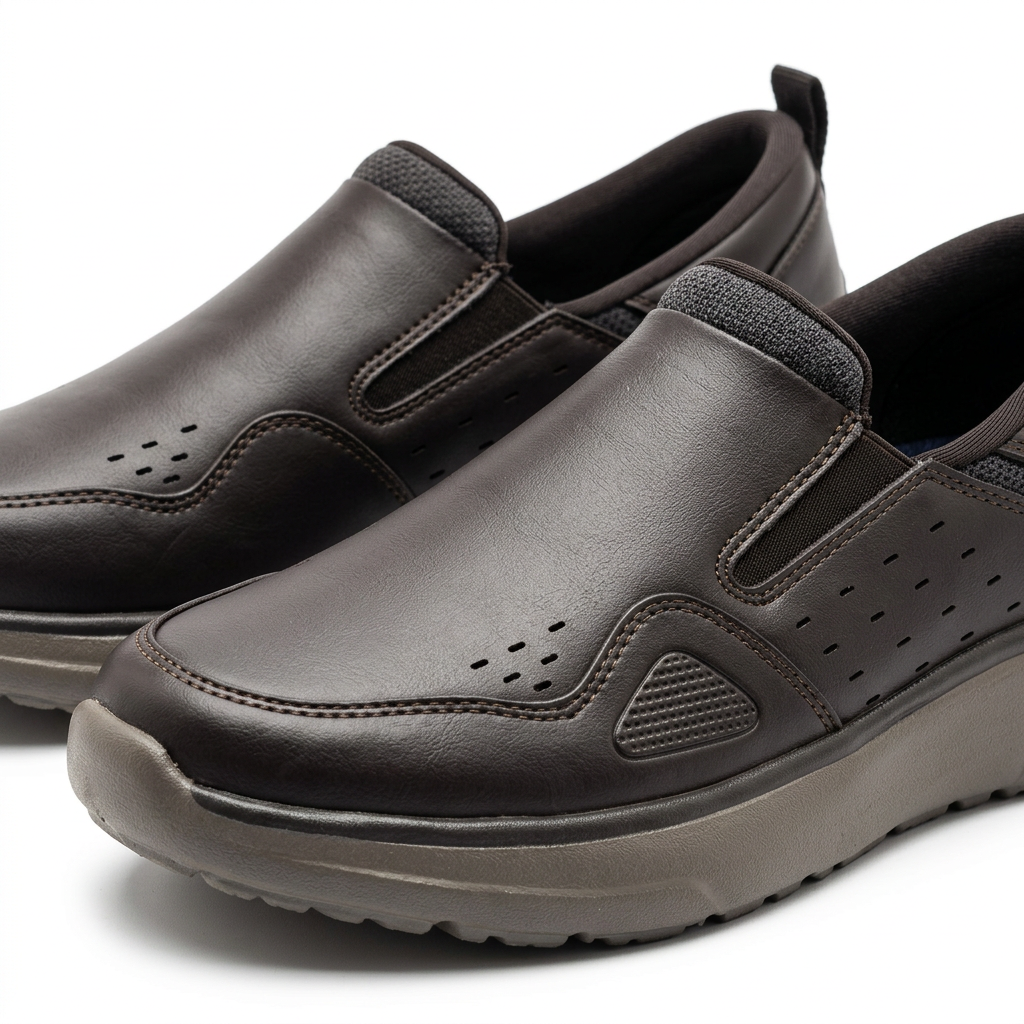 Dark Slip On Comfort Shoes With Cushioned Sole