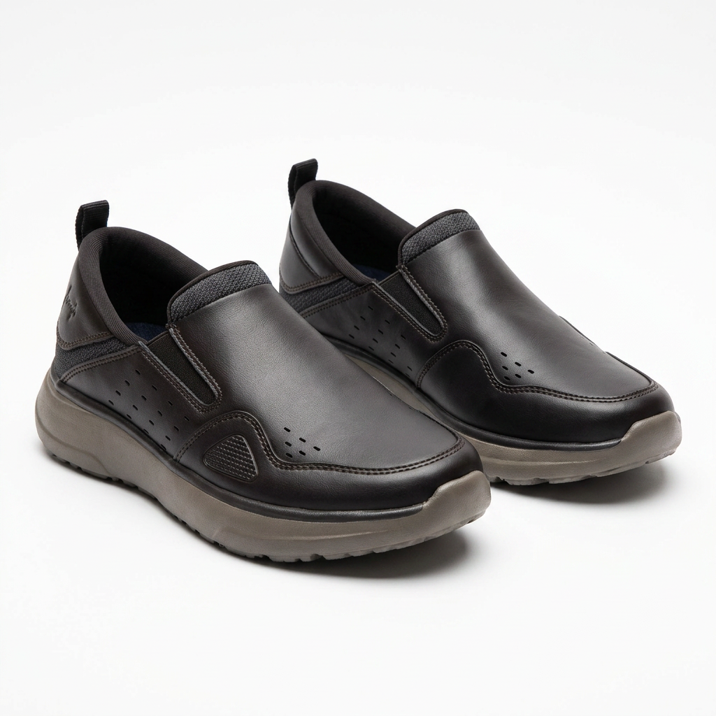 Dark Slip On Comfort Shoes With Cushioned Sole