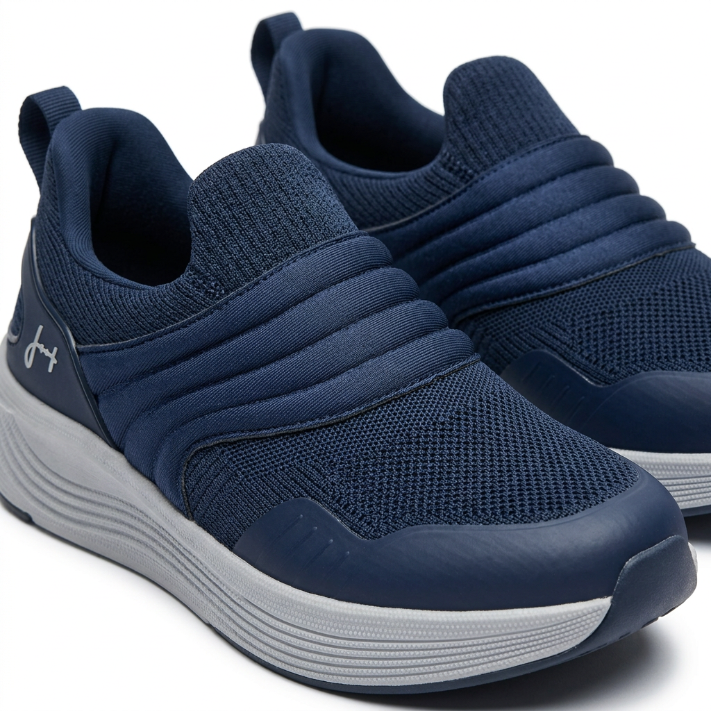 Slip On Knit Sneakers With Cushioned Sole