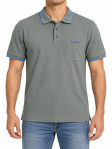 Men Pocket Polo Shirt With Striped Collar