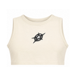 Casual Women Cap Sleeve Crop Top With Star Embroidery