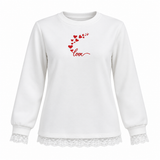 Lace Trim Heart Graphic Sweatshirt