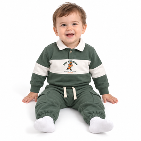 Polo Sweatshirt And Cargo Jogger Set