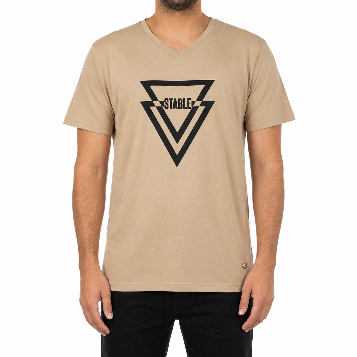Men V Neck Geometric Graphic T Shirt