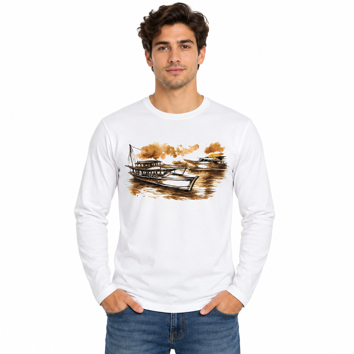 Boat Graphic Long Sleeve T-Shirt