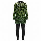 Women 3 Piece Abstract Print Modest Swimwear Set