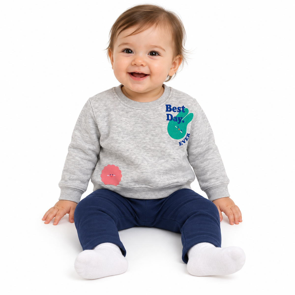Playful Print Sweatshirt And Pants Set