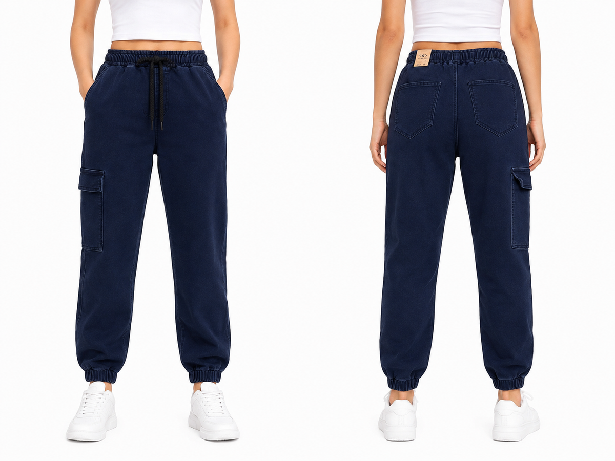 Woman Denim Cargo Jogger Pants