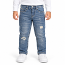 Distressed Jeans With Front Patch Detail