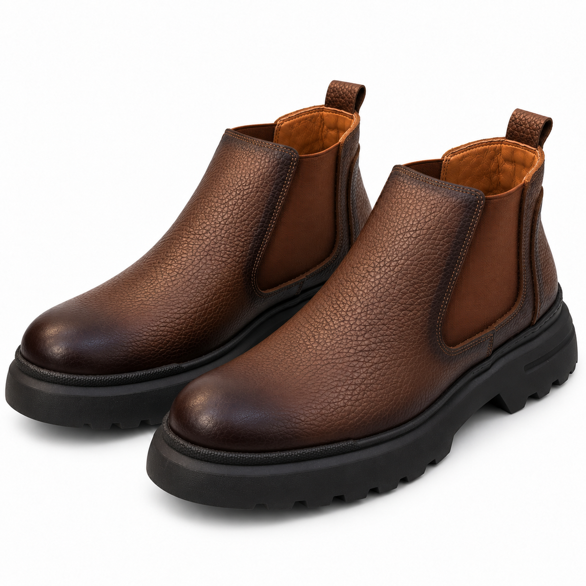 Leather Texture Chelsea Boots