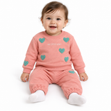 Heart Embroidered Sweatshirt And Jogger Set
