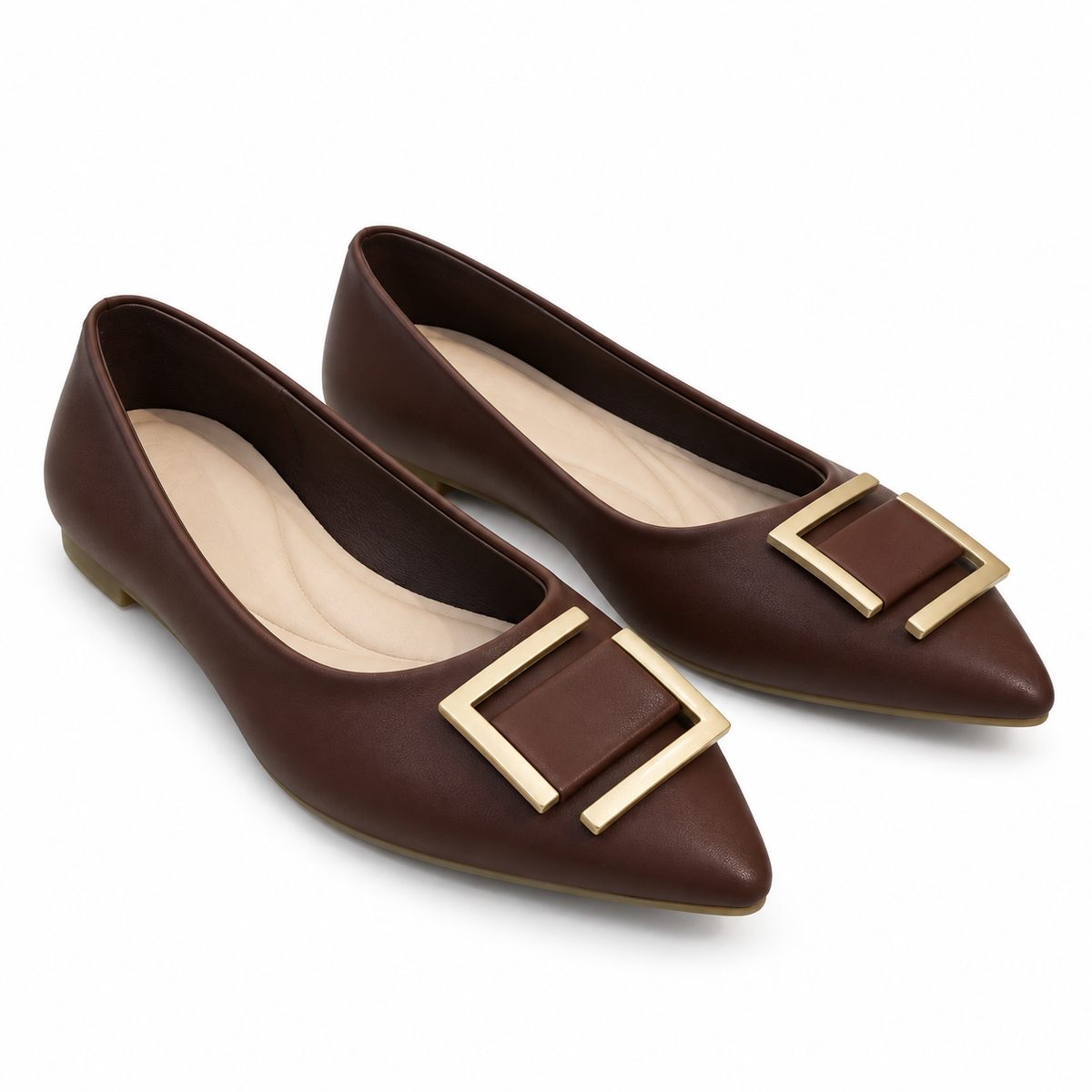 Metal Detail Pointed Toe Flats