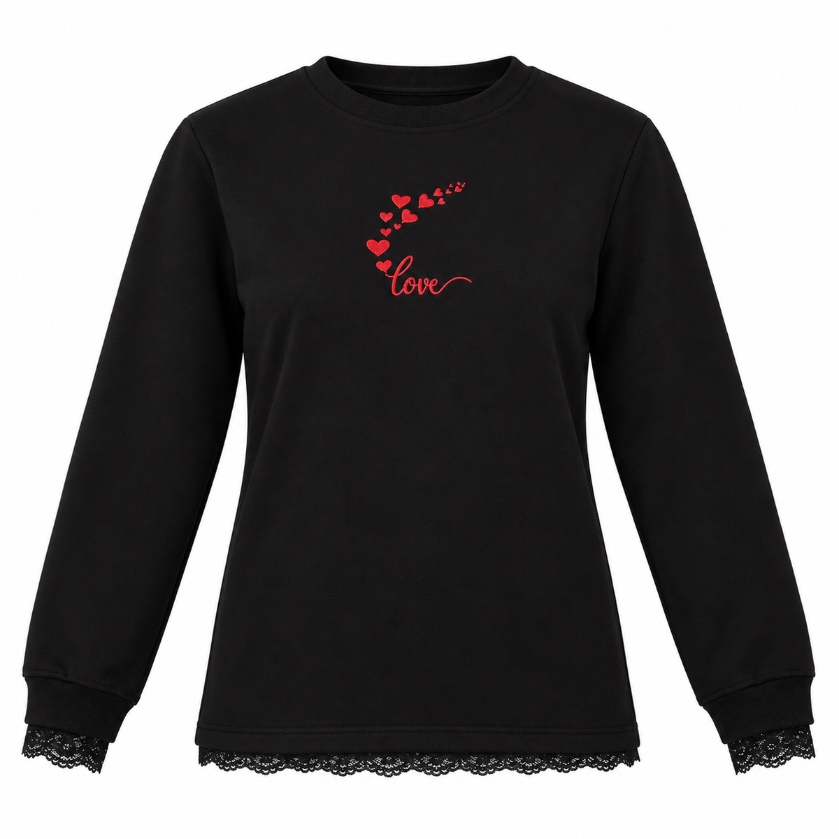 Lace Trim Heart Graphic Sweatshirt