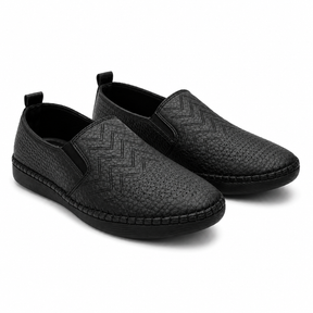 Slip-on flats with perforated geometric details