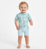 Kids Tropical Print Short Sleeve Swimsuit