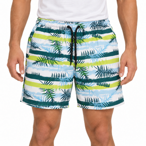 Tropical Leaf Print Swim Shorts